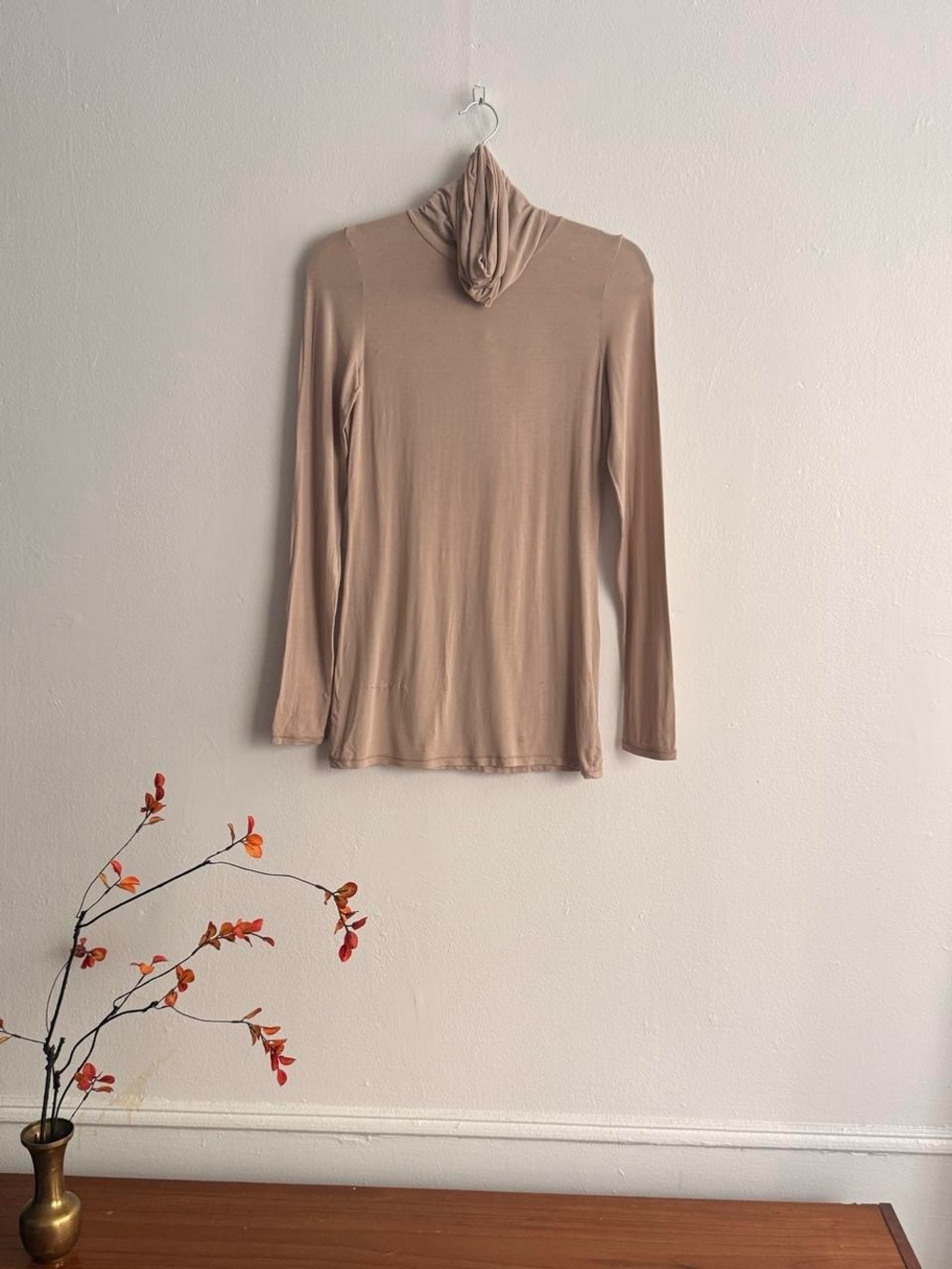 Women's Long Sleeve Hooded Top in Taupe